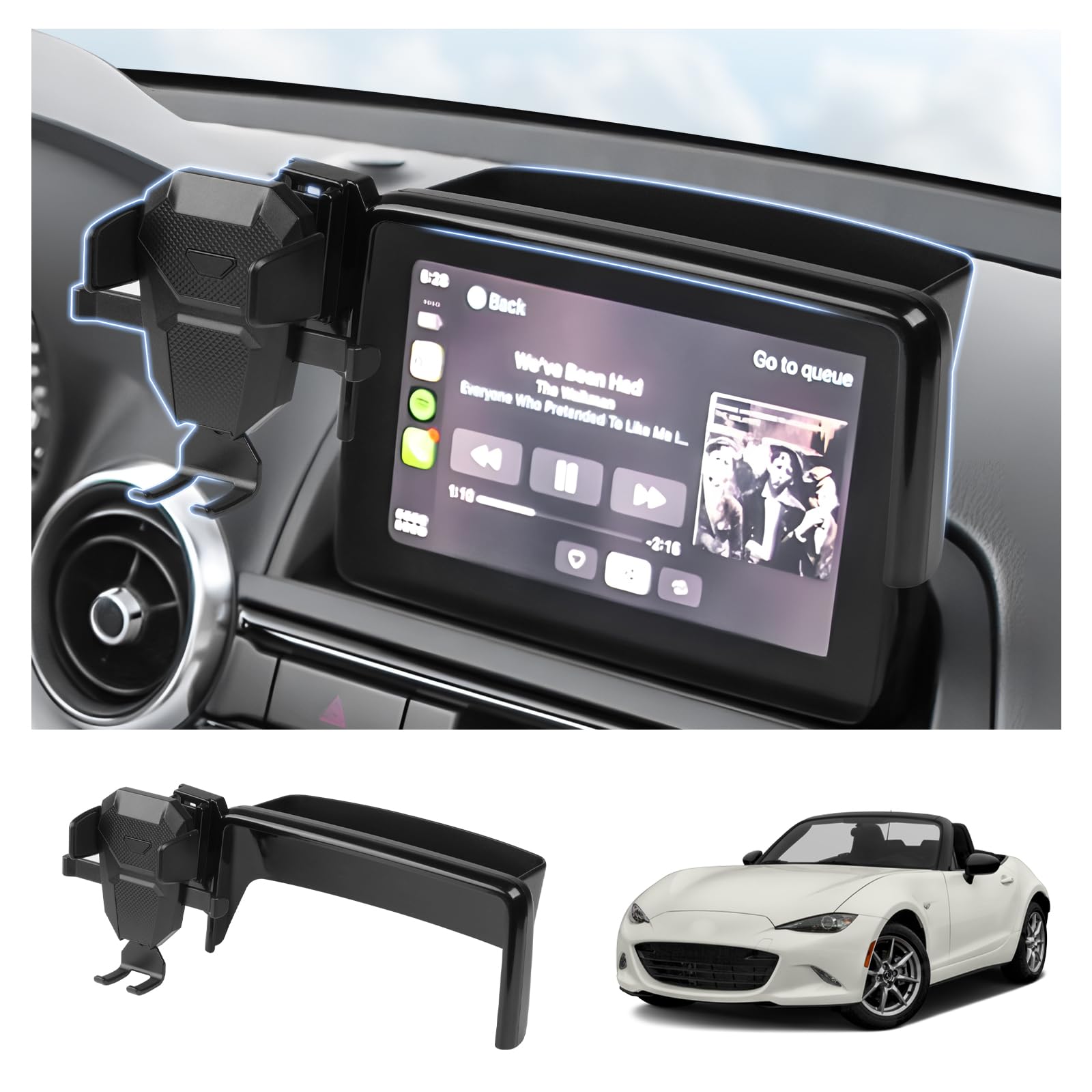 Photo 1 of FIILINES Dashboard Storage Tray&Phone Holder for 2016-2023 Mazda MX-5 MX5 Miata/2016-2021 CX-3 CX3/2014-2016 Mazda3(Fit 7" Touch Screen) Dash Center Console Organizer Phone Mount Interior Accessories