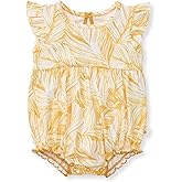 Burt's Bees Baby Baby Girls Romper - 100% Organic Cotton, One-Piece Shortall Girl Outfit for Sizes Newborn to 24 Months