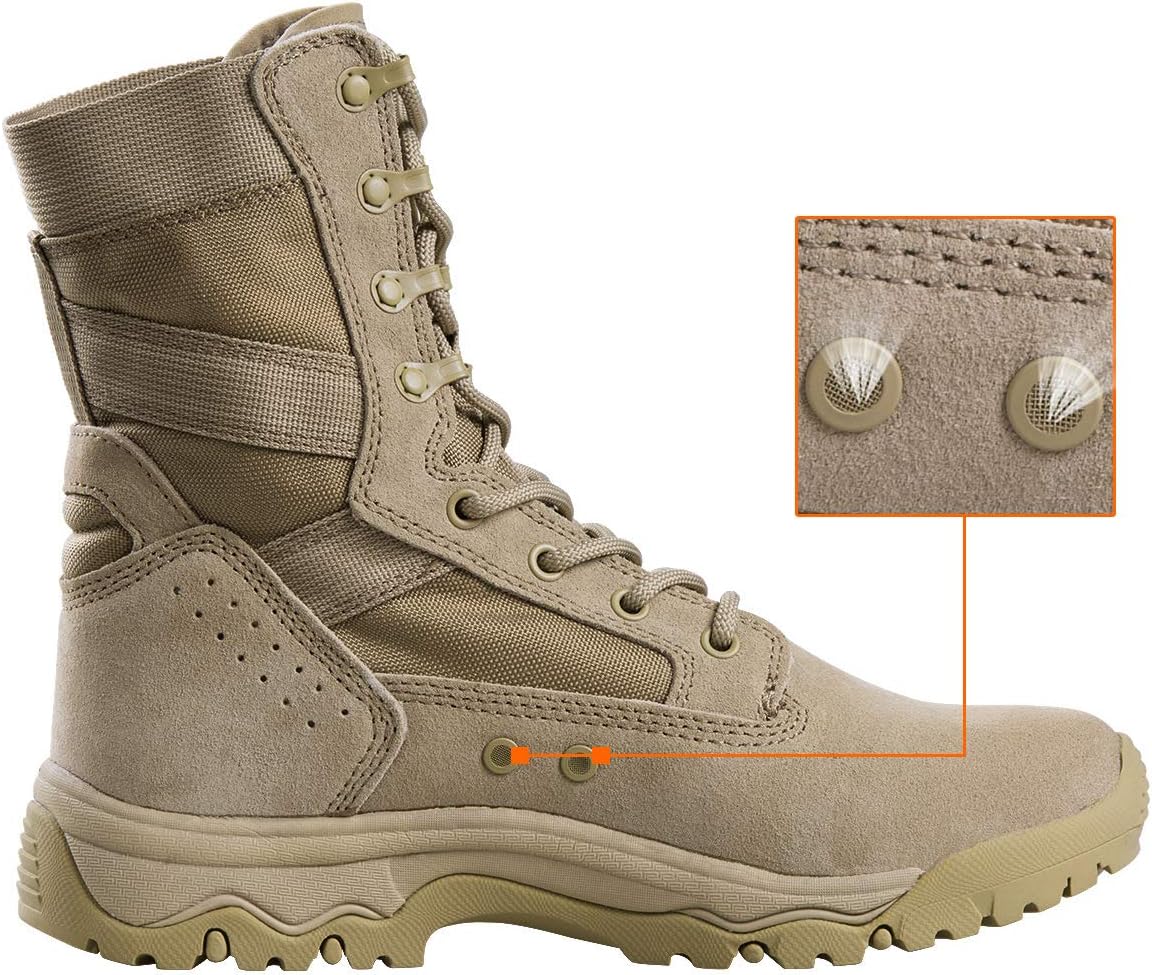 FREE SOLDIER Men’s Tactical Boots 8 Inches Lightweight Combat Boots Durable Suede Leather Military Work Boots Desert Boots: Sports & Outdoors