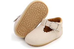 SOFMUO Baby Boys Girls Lace Up Leather Sneakers Soft Rubber Sole Infant Moccasins Newborn Oxford Loafers Anti-Slip Toddler Wedding Uniform Dress Shoes