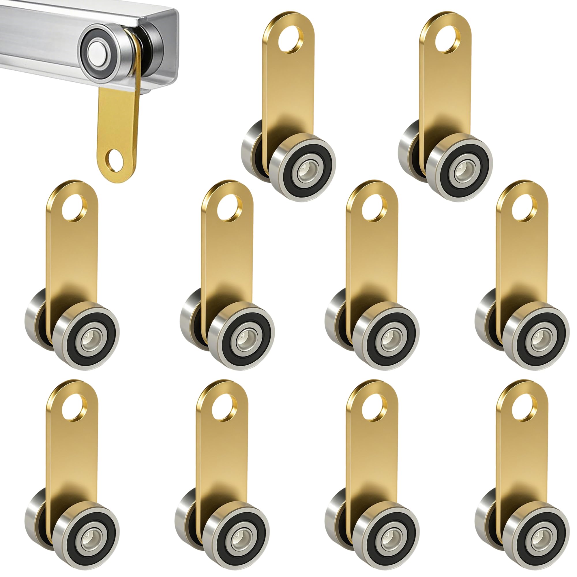 Photo 1 of BIAXJUNY 2 Wheel Trolley Assembly Rollers, Trolley Roller for Use with 1-5/8" Wide and All1-5/8 or Taller Strut Channel (10pcs)