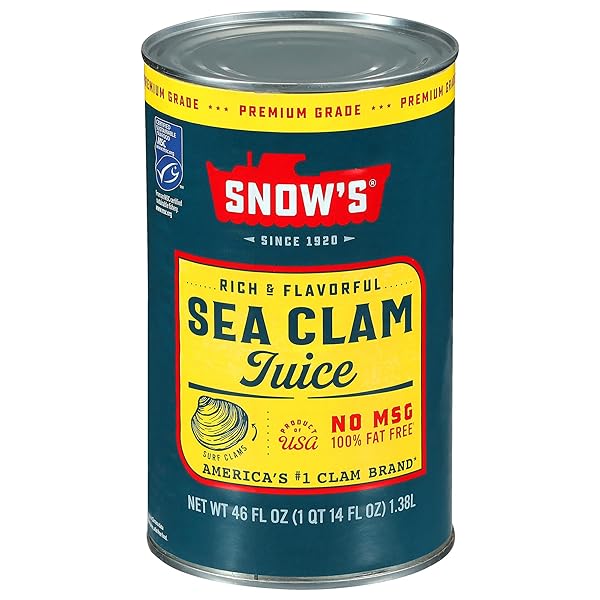 SNOW’S SEA CLAM JUICE, 46 OZ CAN – PREMIUM GRADE RICH & FLAVORFUL CLAM JUICE FROM WILD CAUGHT SURF CLAMS – GLUTEN FREE, KETO FRIENDLY, FAT FREE