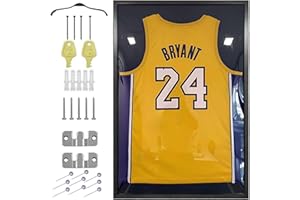 TREELF Jersey Frame Display Case with Acrylic Anti Fade Uv Protection Large Frames Shadow Box Lockable for Baseball Basketball Football Soccer Hockey Sport Shirt