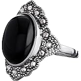 Sacina Gothic Boho Black Crystal Statement Ring, Gothic Goth Boho Rings, Vintage Costume Jewelry, Christmas New Year Jewelry Gift for Women