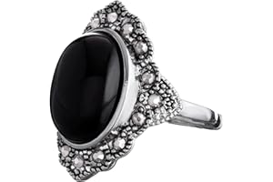 Sacina Vintage Black Statement Ring, Crystal Ring, Gothic Rings, Goth Rings, Boho Rings, Costume Jewelry, Christmas Jewelry Gift for Women