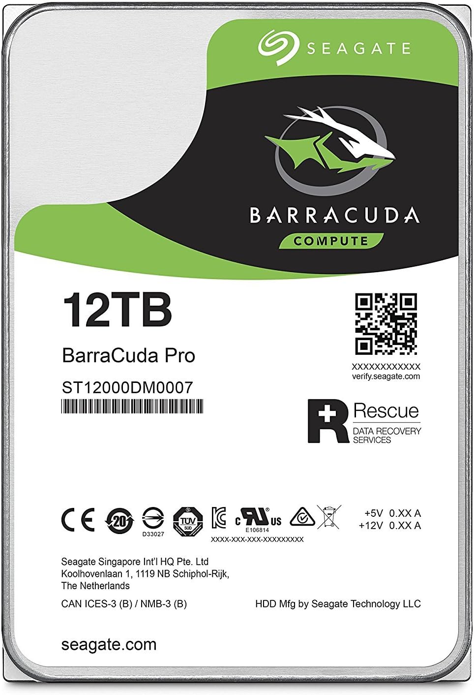 Seagate 12TB BarraCuda Pro ST12000DM0007 3.5" 7200 RPM SATA 6Gb/s