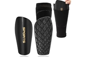 Soccer Shin Guards for Kids Youth Adults, 1 Pair Soccer Shin Pads and 1 Pair Sleeves with Optimized Insert Pocket, Football P