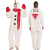 Kidukso Adorable Snow Onesie Pajamas Adult Unisex Fleece Christmas Costume Set Halloween Cosplay Costume Dress Up Party