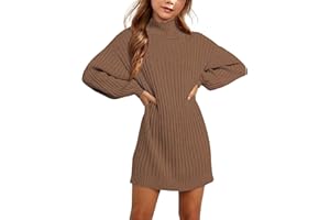Virmoku Girls Oversized Sweater Dress Turtleneck Batwing Sleeve Winter Long Kids Casual Sweaters for Girls Dresses