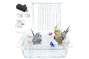 kathson Automatic Parrot Bathtub with Pump,Large Bird Bath Shower with Water Pressure Controller and USB Electric Water Cycle,Parakeet Bath Tub for Cockatiel,Cockatoo,Lovebird,Conure,Budgie