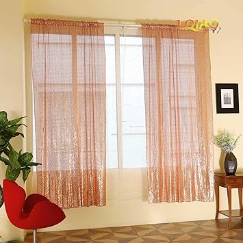 Amazon Com Lqiao 2019 New Sequin Copper Gold Curtains