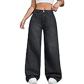 Women Jeans - Baggy Wide Leg Straight Jeans with Pockets, Comfortable Y2K Boyfriend Vintage Casual Denim Pants