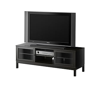Ikea Linnarp Black Tv Stand Solid Wood Sliding Door Amazon Co Uk