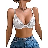 SOLY HUX Women's Sexy Lace Bras Underwire Everyday Bra Comfort Push Up Bralettes