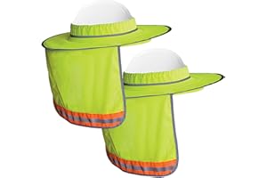 WOLF INDUSTRIAL PRODUCTS Wolf High-Visibility Orange Reflective Full-Brim Hard Hat Mesh Sun Visor Neck Shade