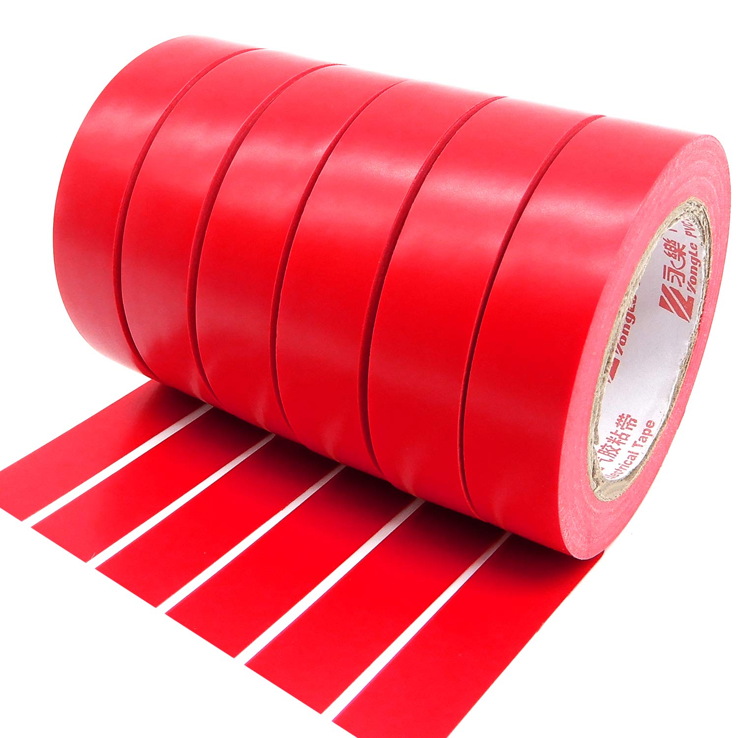 ALBOYI 6 Rolls Red Electrical Tape, 15mm x 15m Self-Adhesive PVC Insulation Tape for Wire Repair, Cable Protection and Securing Holiday Lights