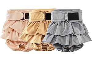 VUNCESSIN Reusable Dog Diapers Female Medium Washable, Premium Doggie Diapers for Female Dogs, Pack of 3, Highly Absorbent Female Dog Diapers for Heat, Incontinence and Puppy Training