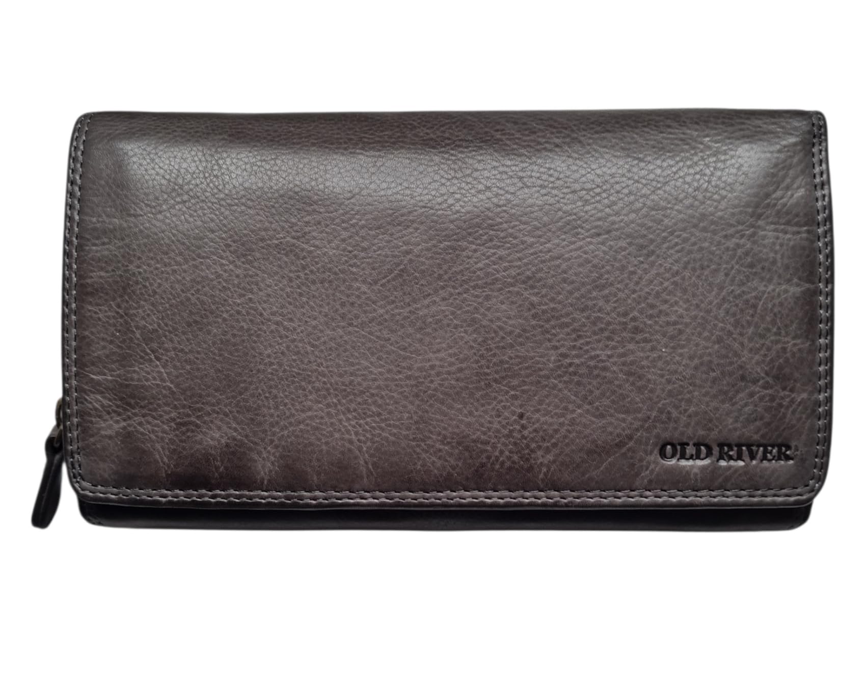 Leather Women's Purse XXL, Wallet Nappa, 2 Large Note Compartments, Box Travel Organiser Genuine, Gray, S, Classic — image 1