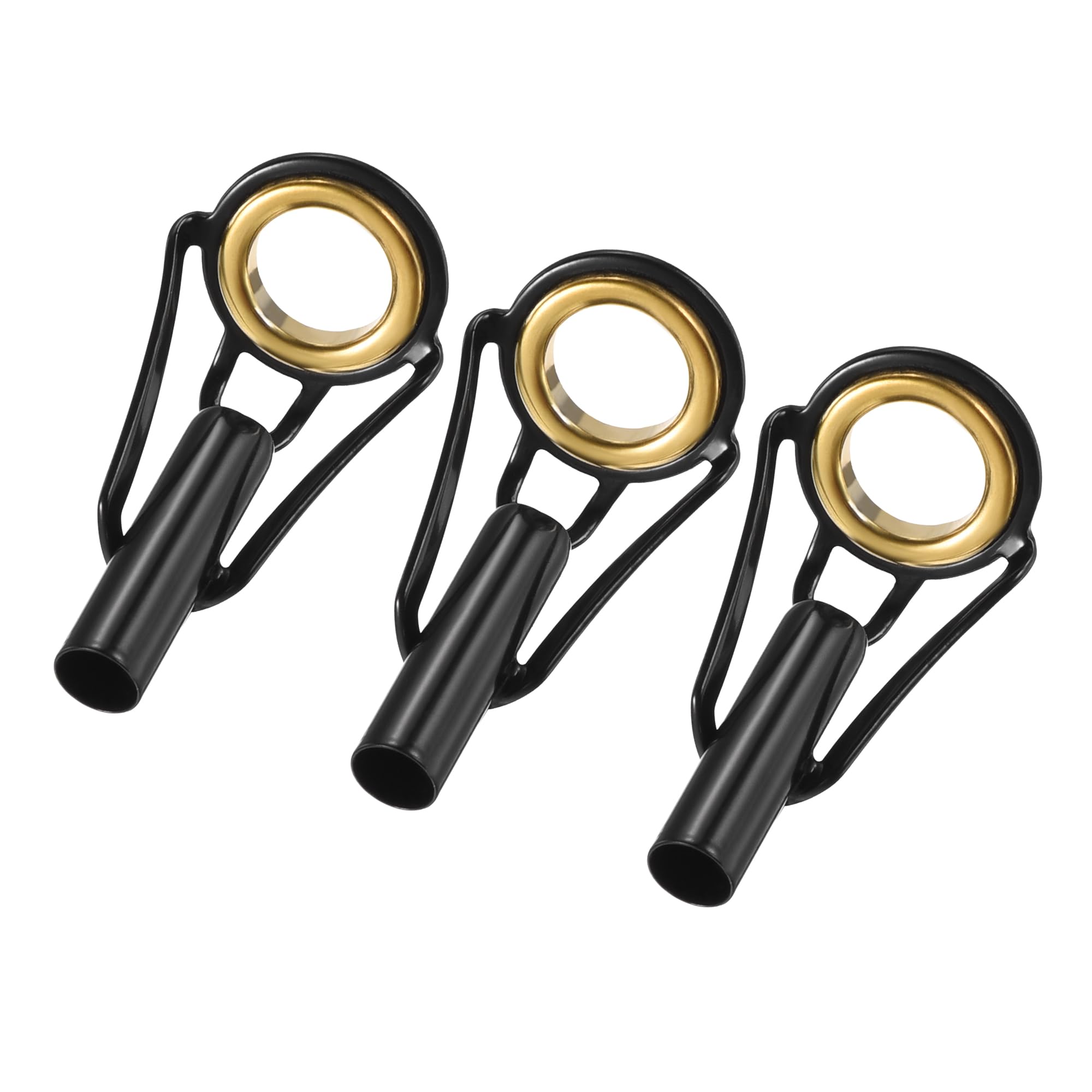 M METERXITY 3 Pack Fishing Rod Tips Repair Kit - Stainless Steel Ring Guide Replacement, Corrosion-Resistant, Apply to Fishing Rod (4mm Tube Dia, Black)