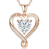 Zifeel Birthday Gifts for Women Wife Infinity Heart Birthstone I Love You Necklace for Women S925 Sterling Silver Anniversary Wedding Gifts for Christmas Valentines Mothers Day Women's jewelry Diamond Pendant Necklaces Gift for Her Mom Daughter Grandma