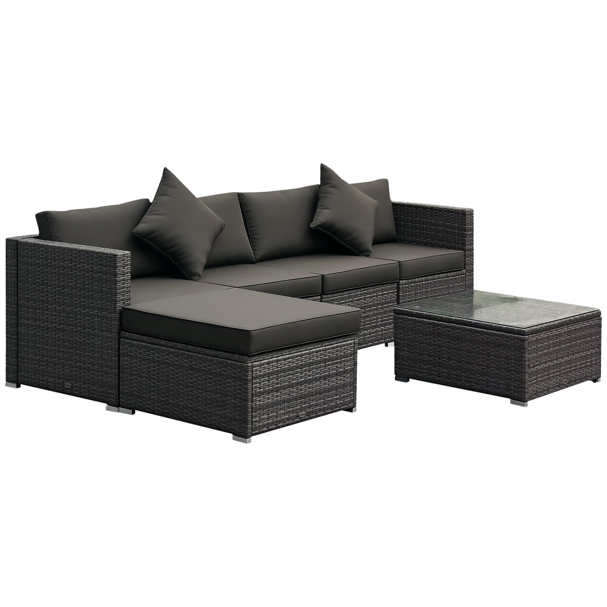 Photo 1 of *** PARTIAL SET *** ONLY 2 BOXES OUT OF SET *** Outsunny 6 Piece Patio Furniture Set Outdoor Wicker Conversation Set All Weather PE Rattan Sectional Sofa Set with Ottoman, Cushions and Tempered Glass Table, Mixed Gray and Charcoal