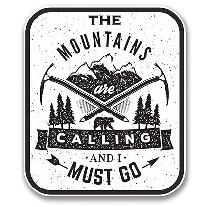 2 x 10cm/100 mm Las montañas están llamando Etiqueta autoadhesiva ...