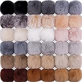 BQTQ 36 Pieces Faux Rabbit Fur Pom Pom Balls with Elastic Loop DIY Fluffy Pom Pom for Hats Beanie Shoes Scarves Gloves Bags Accessories(18 Soft Colors, 2 Pcs Each Color)