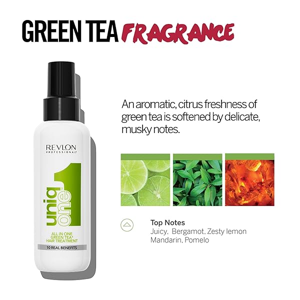 REVLON PROFESSIONAL UNIQONE HAIR TREATMENT, MOISTURIZING LEAVE-IN PRODUCT, REPAIR FOR DRY AND DAMAGED HAIR, PROMOTES HEALTHY HAIR, GREEN TEA FRAGRANCE, 5.1 FL OZ (PACK OF 1)