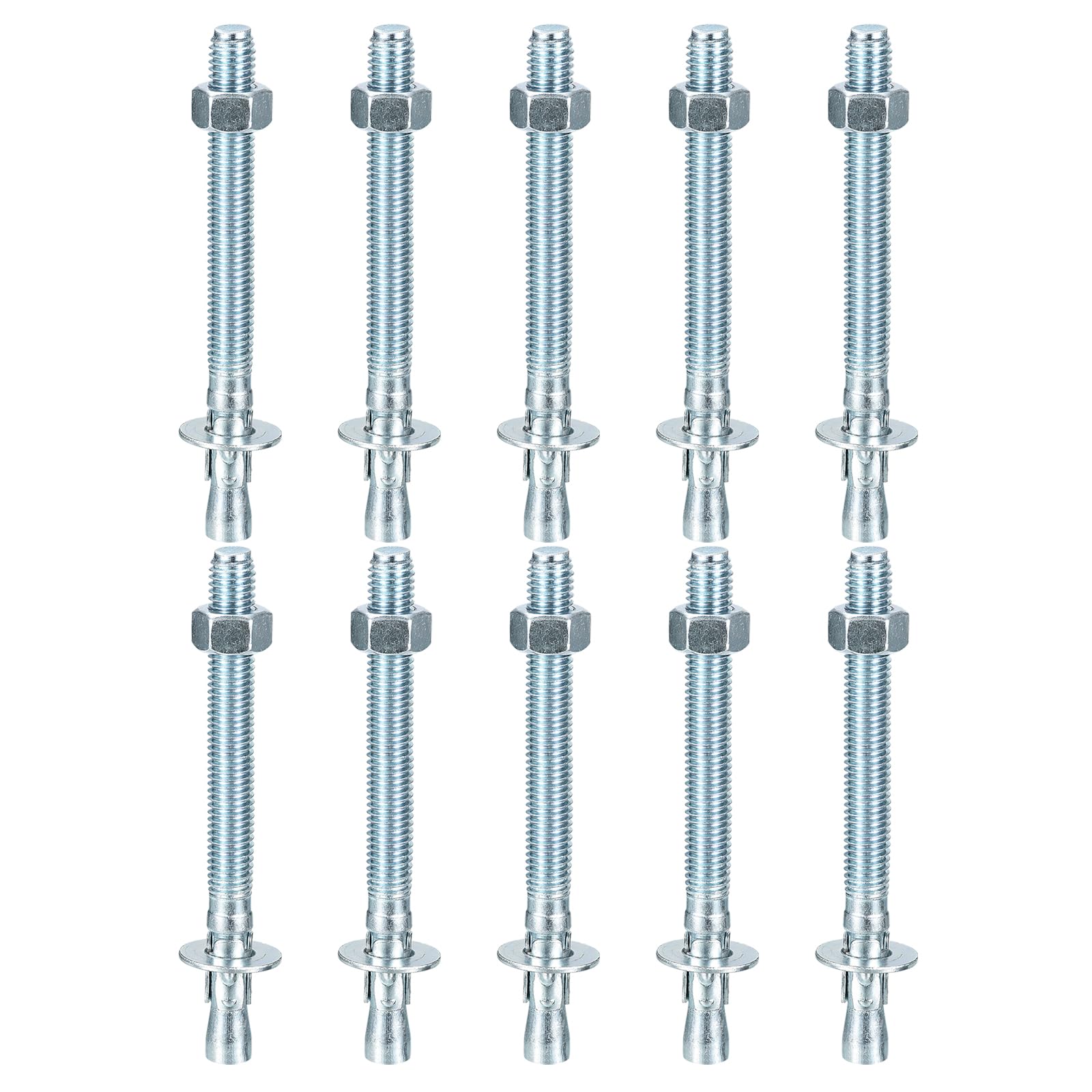 DTGN 5/8" x 6" Wedge Anchors - 20Pack - Good for Cement and Concrete Wall - Carbon Steel Zinc Plated Screw Bolt Nut Expansion Tube Fasteners