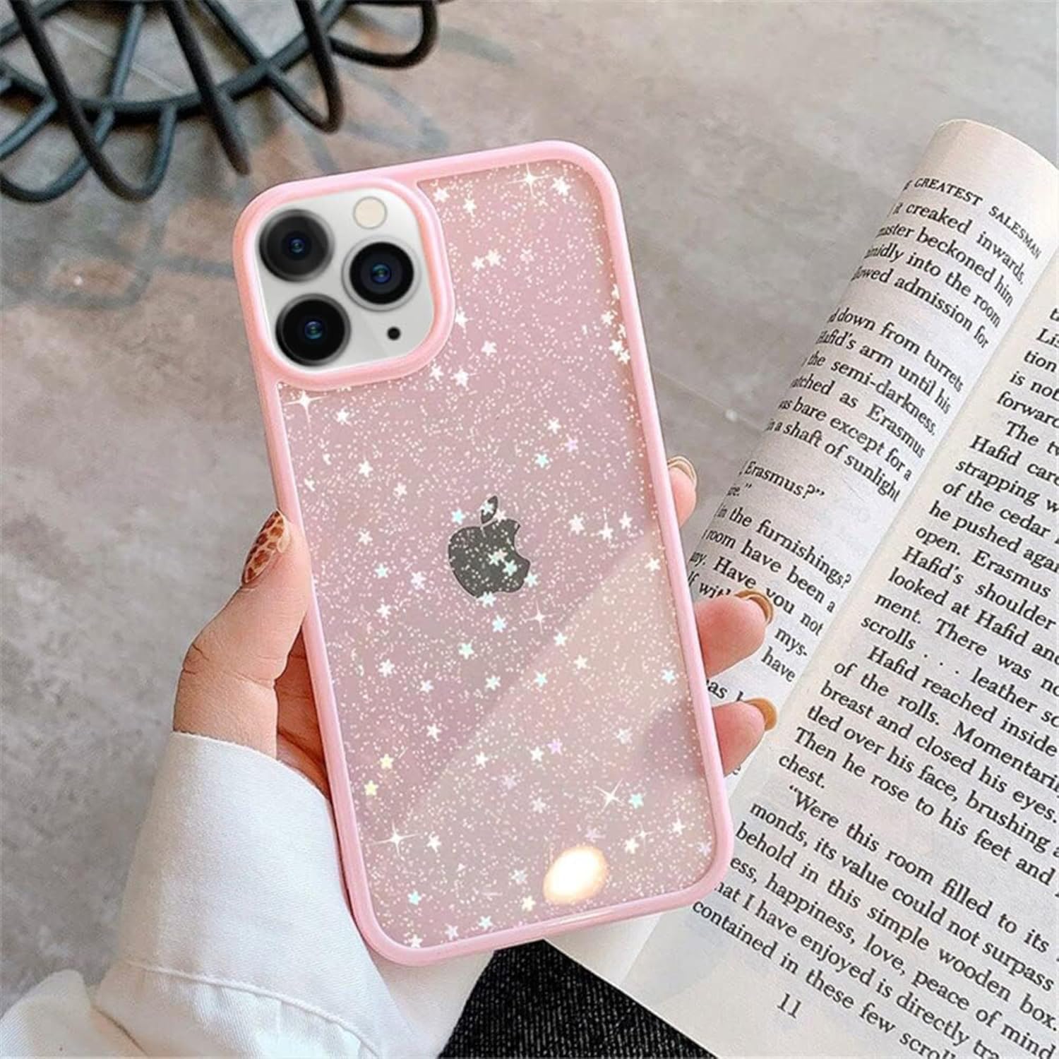 EKAM TPU Back Case for iPhone 16 Pro Max - Glitter Translucent Sparkly Bling Design for Girls Women Liquid Silicone, Anti-scratch Shockproof Protective Cases for iPhone 16 Pro Max - 6.9 Inch (Pink)