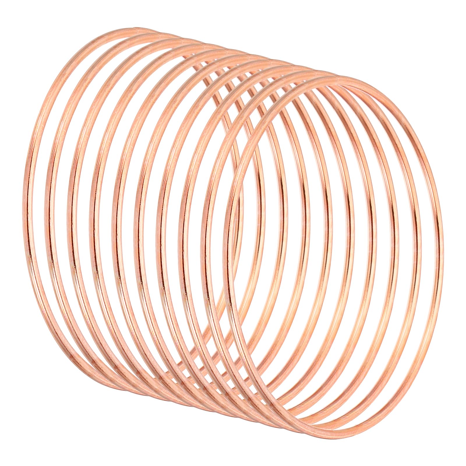 PATIKIL 3.9 Inch Dream Catcher Rings, 10 Pcs Metal Macrame Wreath Floral Round Ring Hoop for Christmas Decor Home Car DIY Craft Wedding Wall Hanging Decorations, Rose Gold