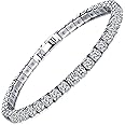 ARLTANSY 14K White Gold Plated 5mm Cubic Zirconia Tennis Bracelet for Women and Men, Classic Silver Diamond Tennis Bangle Bracelets, Adjustable Detachable 7.6IN Length, Suitable for Everyone