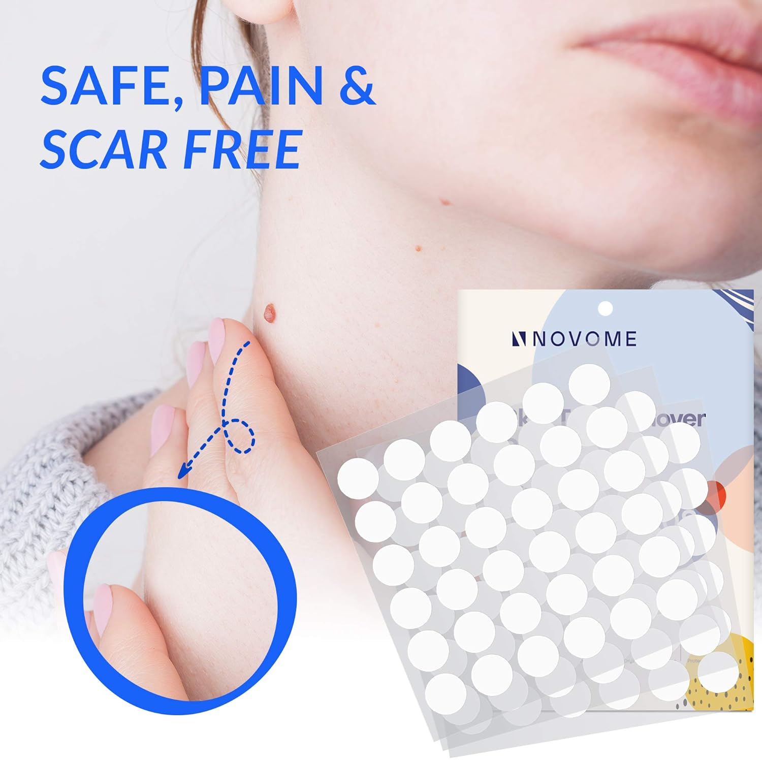 Novome Skin Tag Remover Patches - Wart Remover Patches - Natural Ingredients - Cover And Conceals Skin Tags - Perfect For All Skin Types (108 Patches)… : Beauty