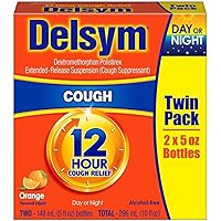 Delsym Cough Suppressant Alcohol Free Orange Flavored Liquid- 2 Pack, 5 ounces Bottle