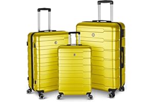 Wqzlyg Luggage Sets 3 Piece,Lightweight Suitcase Sets with Spinner Wheels,Hardshell Luggage for Men Women,Yellow (20in/24in/28in)
