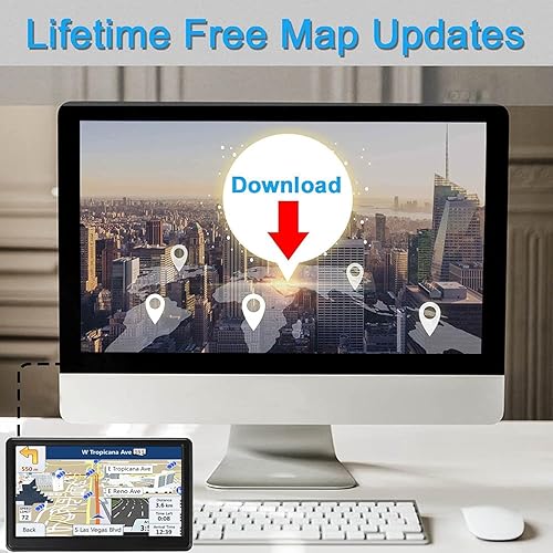 7 Inch GPS Navigator For Car, Truck, RV – 2025 Latest Maps, Lifetime Updates, Voice Guidance, Custom Routing