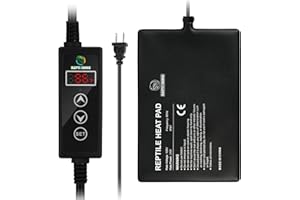 REPTI HOME Reptile Heat Pad with Digital Thermostat, Under Tank Terrrarium Heat Mat 24W 8 * 18 Inch, Temperature Controller Heating Pad for Reptile, Turtles, Lizards, Snake, Hermit Crab, Frogs