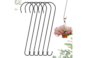 Dapute 6 Packs 24 Inch Long S Hooks for Hanging Plants,Extra Large S Hooks,Metal Bird Feeder Hooks, Rustproof Garden Planter Hanger for Tree Branch, Basket, Lanterns, Wind Chimes, Outdoor Use