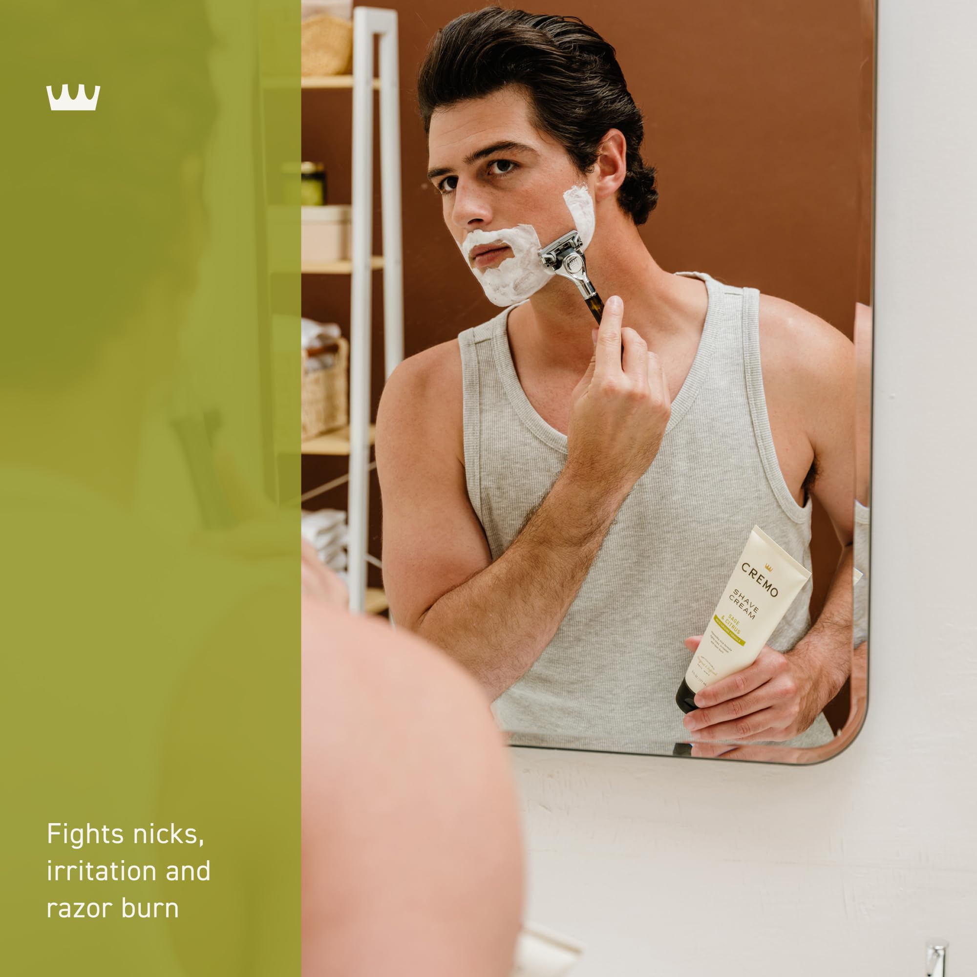Cremo Sage & Citrus Shave Cream, Astonishingly Superior Ultra-Slick Shaving Cream for Men, Fights Nicks, Cuts and Razor Burn, 6 Fl Oz
