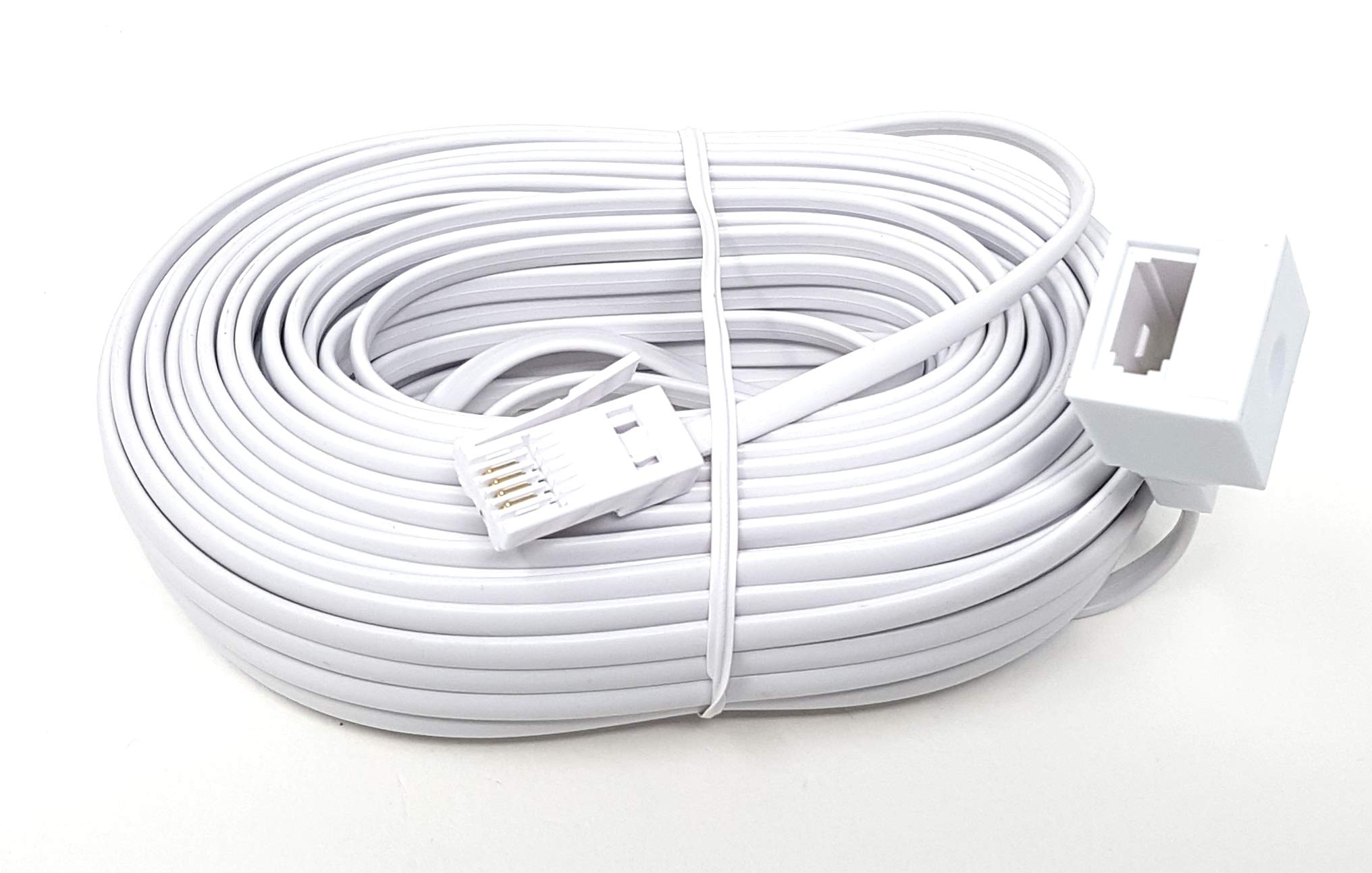 Maincore 20m long BT to BT Extension 4 wire Flat Home Telephone Phone Cable Lead Cable (20m)