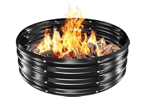 VAMFUTRE Metal Fire Pit Ring/Bonfire Fire Ring- 3 FT Diameter, 0.8 MM Thick,1 ft High, Durable and Stylish for Outdoor Fire Pits,Patios and Camping (Black, 3X3X1 ft)