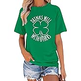 St Patrick's Day Clover T-Shirt Women Blessed Lucky Irish Shamrock Green Tshirts Lucky Mama Graphic Tee Tops