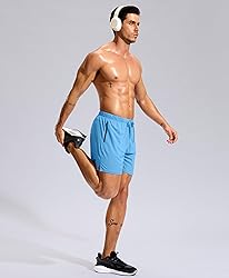 Pudolla Men's Workout Running Shorts with Zipper