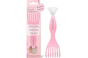 FRAMAR Premium Hair Brush Cleaner Tool – Hairbrush Cleaner Tool, Brush Cleaner Tool for All Types, Comb Cleaner – 2 in 1 Design Removes Hair & Build up Instantly – Pink