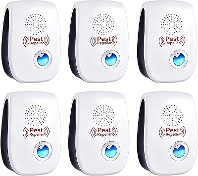 Repelente Ultrasónico de Plagas, 6 Pack Electrónico Repelente Mosquitos Control de Plagas, Repelente Ultrasónico Mosquitos para Interiores, Moscas, Ratones, Cucarachas, Arañas, Roedores