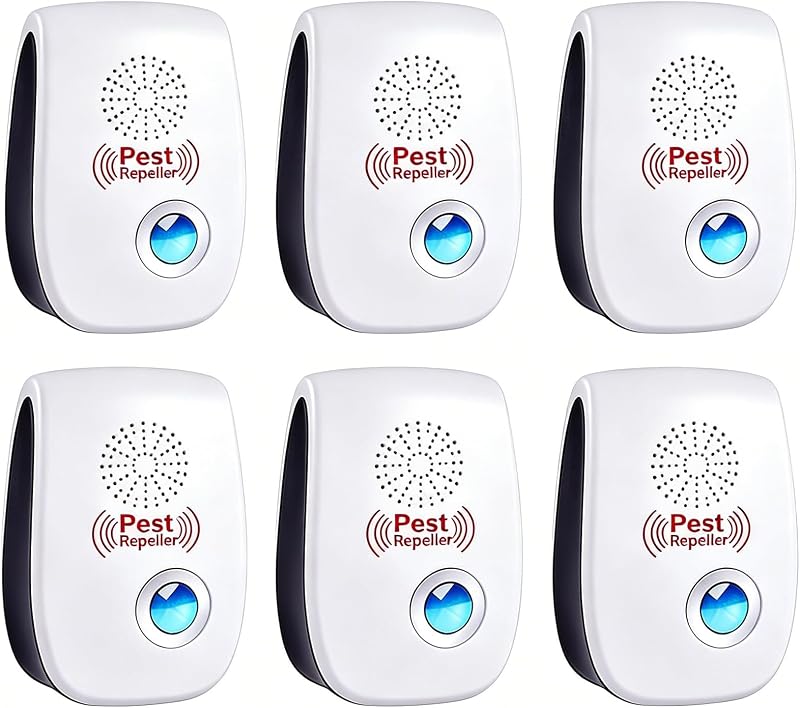 Repelente Ultrasónico de Plagas, 6 Pack Electrónico Repelente Mosquitos Control de Plagas, Repelente Ultrasónico Mosquitos para Interiores, Moscas, Ratones, Cucarachas, Arañas, Roedores