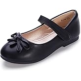 Hehainom Girls Dress Shoes Toddler Little Kid Flats Mary Jane School Bowknot Flower Girl Party Ballerina Flat Shoes