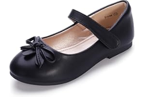 Hehainom Girls Dress Shoes, Flower Toddler/Little Kid Girl Shoes, Bowknot Mary Jane Ballerina Flat Shoes for School Party