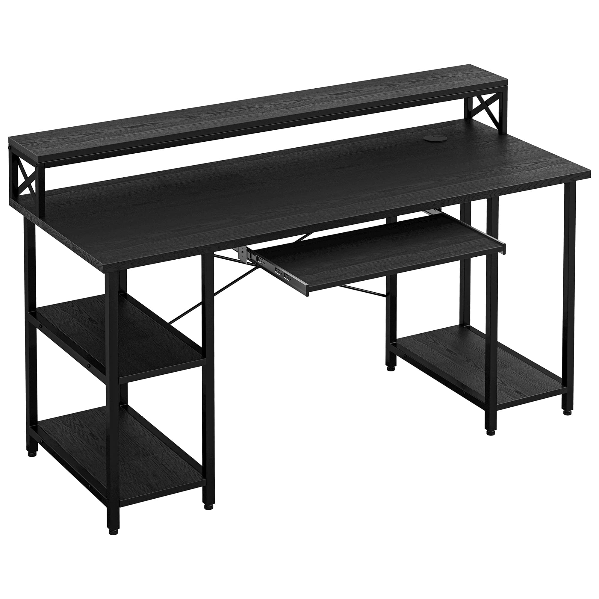 IRONCK Computer PC Desk with Keyboard Tray Monitor Stand , 47" Storage