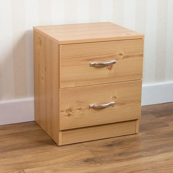 Vida Designs Pine Bedside Drawer, Bedside 2 Drawer, Bedside